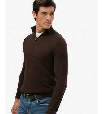 Superdry Jersey Texture Half Zip castanho