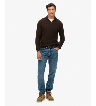 Superdry Jersey Texture Half Zip castanho
