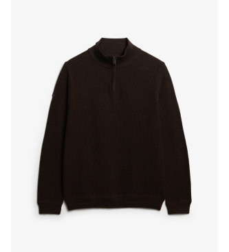 Superdry Jersey Texture Half Zip castanho