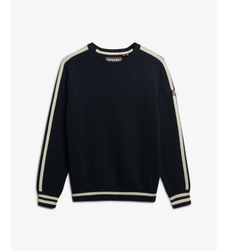 Superdry Avslappnad randig stickad trja marinbl
