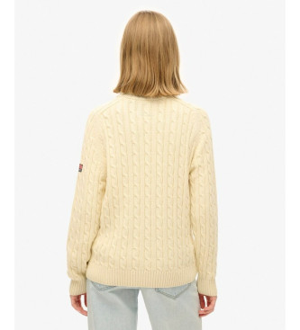 Superdry Maglione beige con arrotolamento a trecce