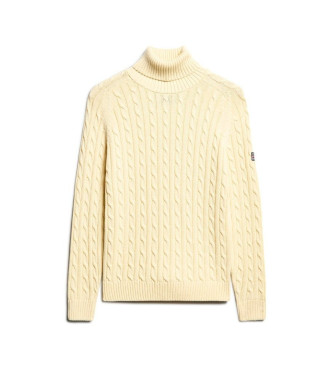 Superdry Maglione beige con arrotolamento a trecce