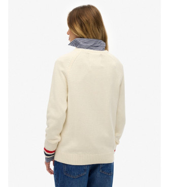 Superdry Jersey Slouchy Intarsia Graphic blanco roto