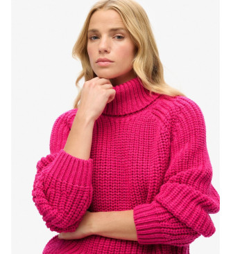 Superdry Slouchy Stitch Roll pulover roza