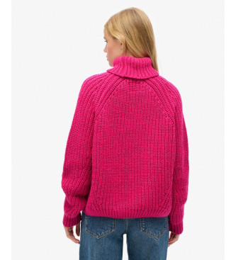 Superdry Slouchy Stitch Roll pulover roza