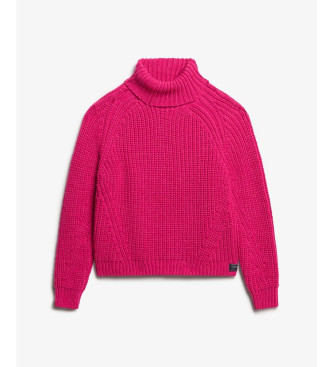 Superdry Slouchy Stitch Roll pulover roza