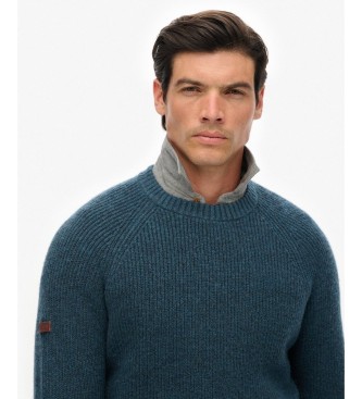 Superdry Pull raglan épais bleu