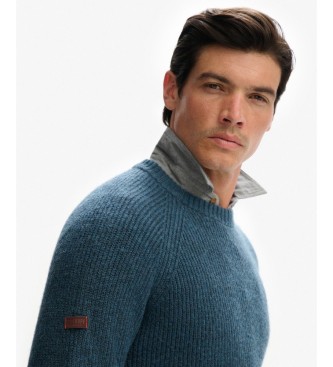 Superdry Pull raglan épais bleu
