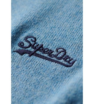 Superdry Modri pulover iz kašmirja in pekovskega ovratnika