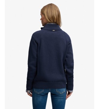 Superdry Classic-Pullover mit halbem Verschluss in Marineblau