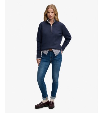 Superdry Classic-Pullover mit halbem Verschluss in Marineblau