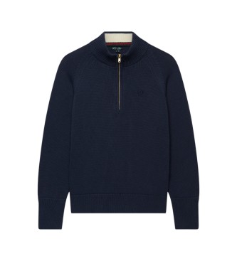 Superdry Classic-Pullover mit halbem Verschluss in Marineblau