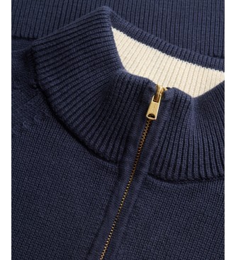 Superdry Classic-Pullover mit halbem Verschluss in Marineblau