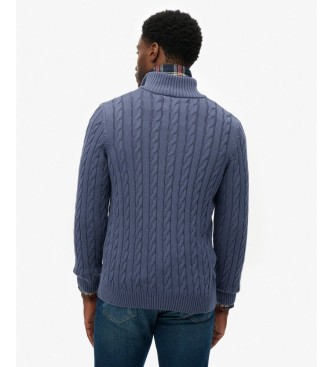 Superdry Jersey con media cremallera Cotton Classic Cable azul