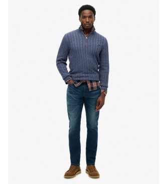 Superdry Jersey con media cremallera Cotton Classic Cable azul