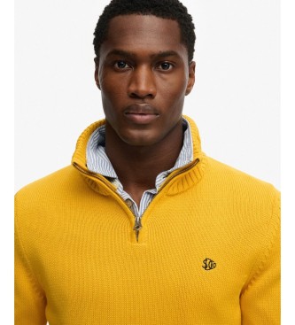 Superdry Pull à demi-fermeture éclair Cotton  jaune