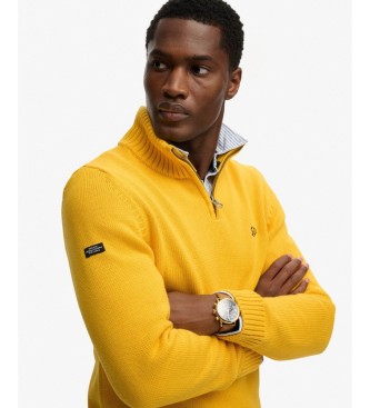 Superdry Pull à demi-fermeture éclair Cotton  jaune