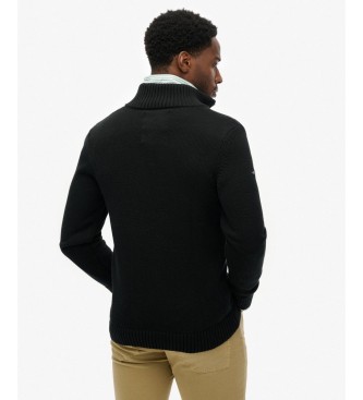 Superdry Pull à demi-fermeture éclair Cotton  noir