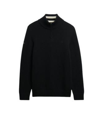 Superdry Pull à demi-fermeture éclair Cotton  noir