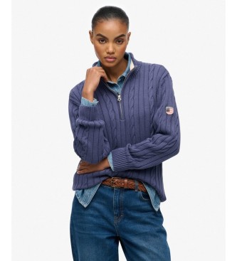 Superdry Maglione slouchy blu navy con mezza cerniera