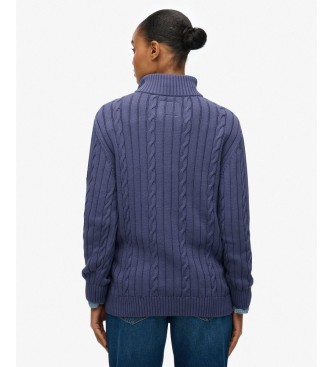 Superdry Maglione slouchy blu navy con mezza cerniera