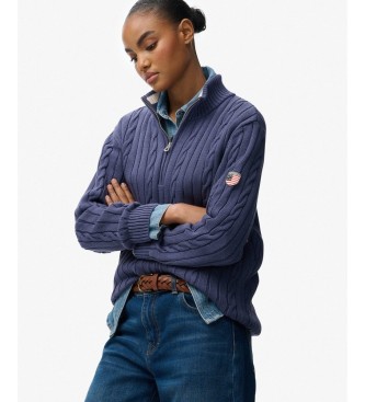 Superdry Maglione slouchy blu navy con mezza cerniera