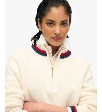 Superdry Jersey con media cremallera Tipped beige