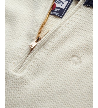 Superdry Jersey con media cremallera Tipped beige