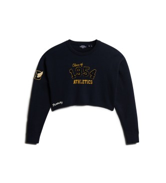 Superdry Krótki sweter z okrągłym dekoltem Varsity navy