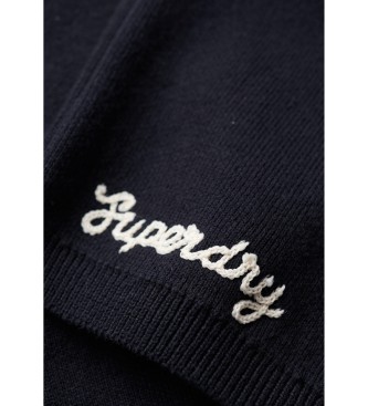 Superdry Krótki sweter z okrągłym dekoltem Varsity navy