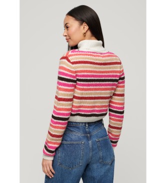 Superdry Večbarvni črtasti kratek pulover z rolojem
