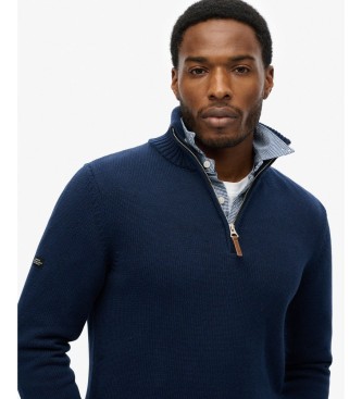 Superdry Henley in cotone jersey classico blu marino
