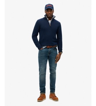 Superdry Henley in cotone jersey classico blu marino