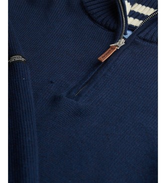 Superdry Henley in cotone jersey classico blu marino