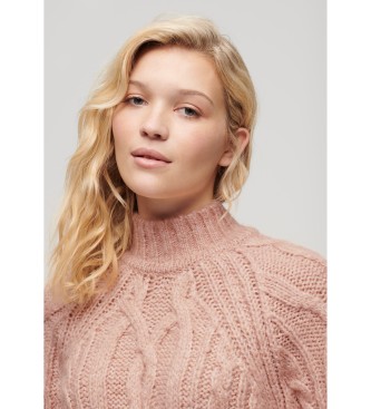 Superdry Pink eights strikket trje med rullekrave