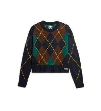 Superdry Pull jacquard  col rond vert