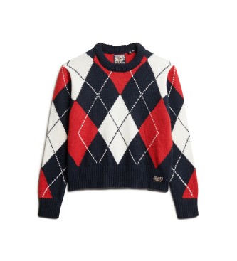 Superdry Pull jacquard  col rond rouge