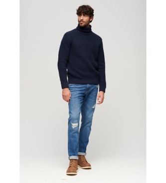 Superdry Merchant Store pull  col roul textur marine