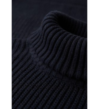 Superdry Granatowy teksturowany sweter z golfem Merchant Store