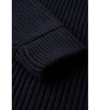 Superdry Trgovina Merchant Store mornarsko modri teksturirani pulover z rolojem