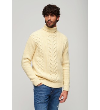 Superdry Pleten pleten pulover z ovitim vratom Merchant Store rumena