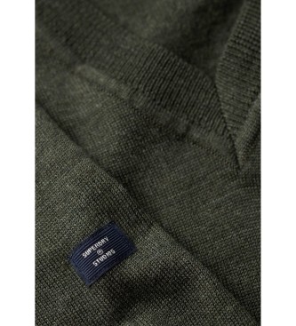 Superdry Maglione verde in lana merino con scollo a V
