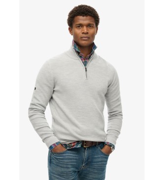 Superdry Trui van merinoswol met grijze halve rits