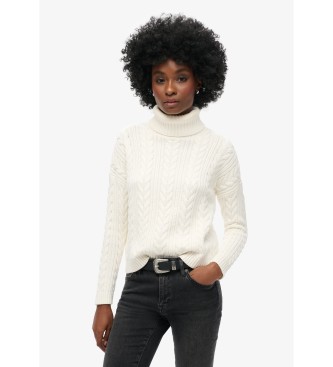 Superdry Achtender Pullover mit Umlegekragen und berschnittenen Schultern wei