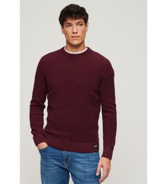 Superdry Jersey de punto con cuello redondo y textura granate