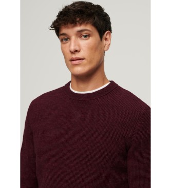 Superdry Jersey de punto con cuello redondo y textura granate