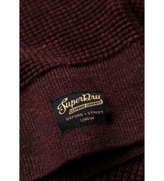 Superdry Pull en maille  encolure ronde et texture marron