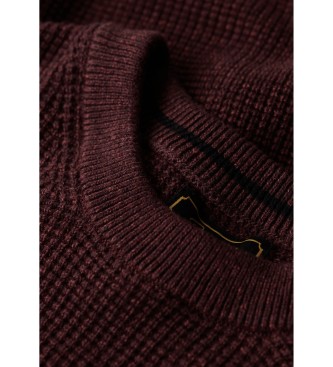 Superdry Pull en maille  encolure ronde et texture marron