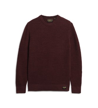 Superdry Pull en maille  encolure ronde et texture marron