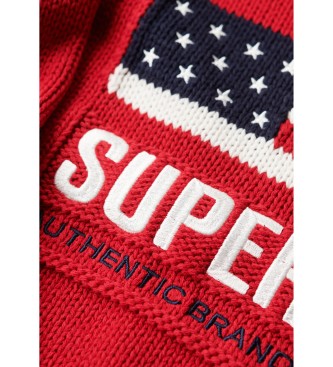 Superdry Strikket pullover med turn-down-krave Americana-rd